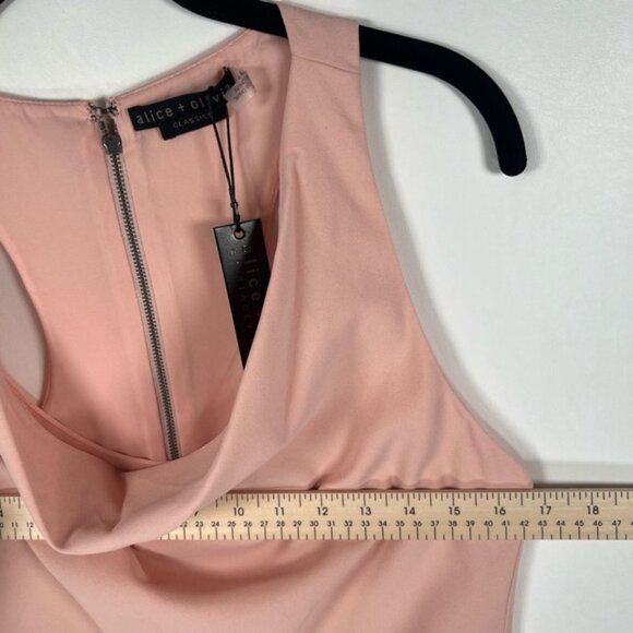 NWT alice + olivia Classics Harmony Racerback Cowl Neck ALine Blush Mini Dress 6 - Picture 11 of 16